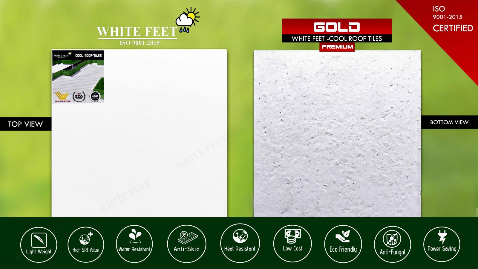 White Feet Cool Roof Tiles Heat Proof Tiles White Roof Tiles Best Cooling Roof Tiles In Chennai Cool Roof Tiles Roof Tile Thermal Insulation Tile Weathering Tile Terrace Tiles